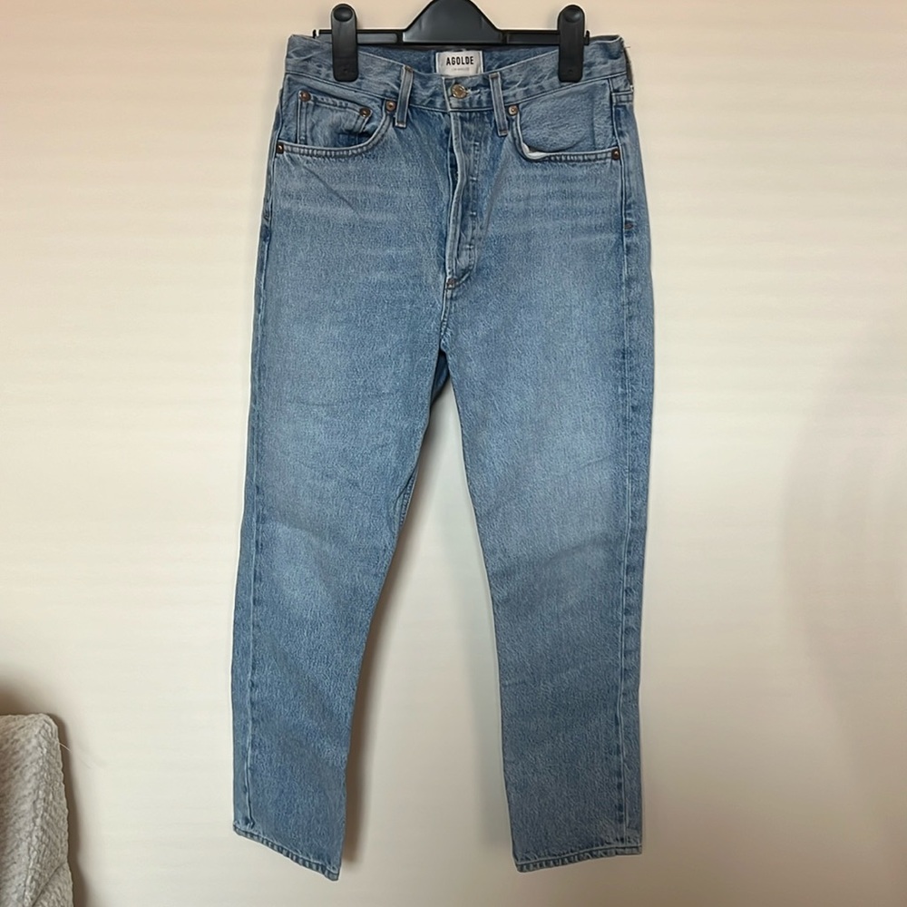 Agolde Straight high rise ankle, medium wash jean